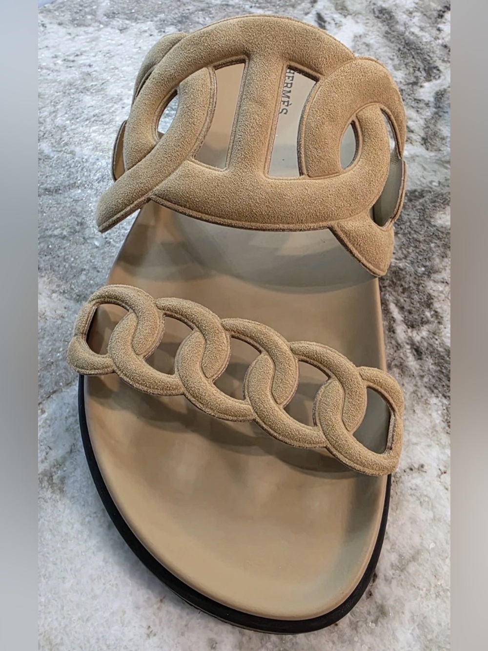 Hermès Tan Suede Extra Chain-Style Slide Sandals 39 - Picture 4 of 9